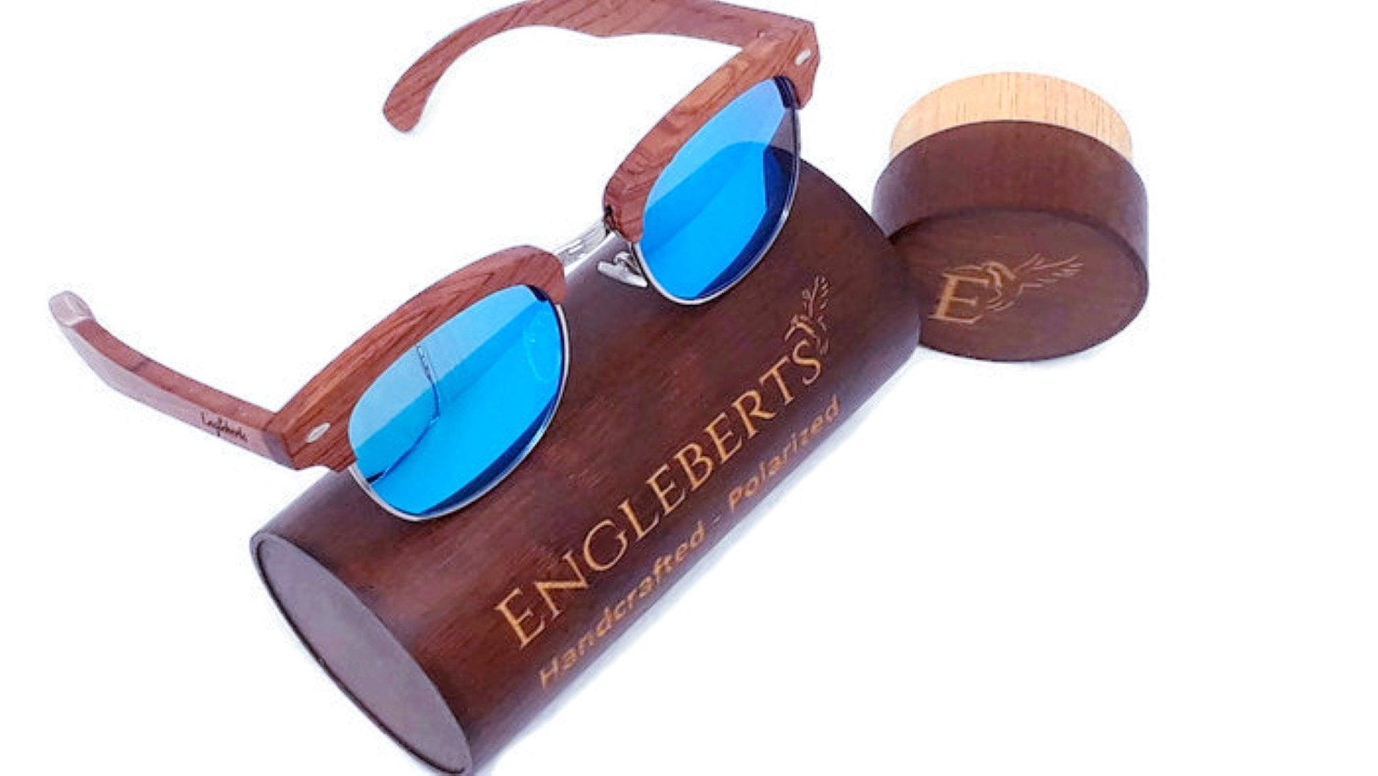 100% Real Brazilian Pear Wood Sunglasses With Ice Blue Lenses and - The Higher Flower