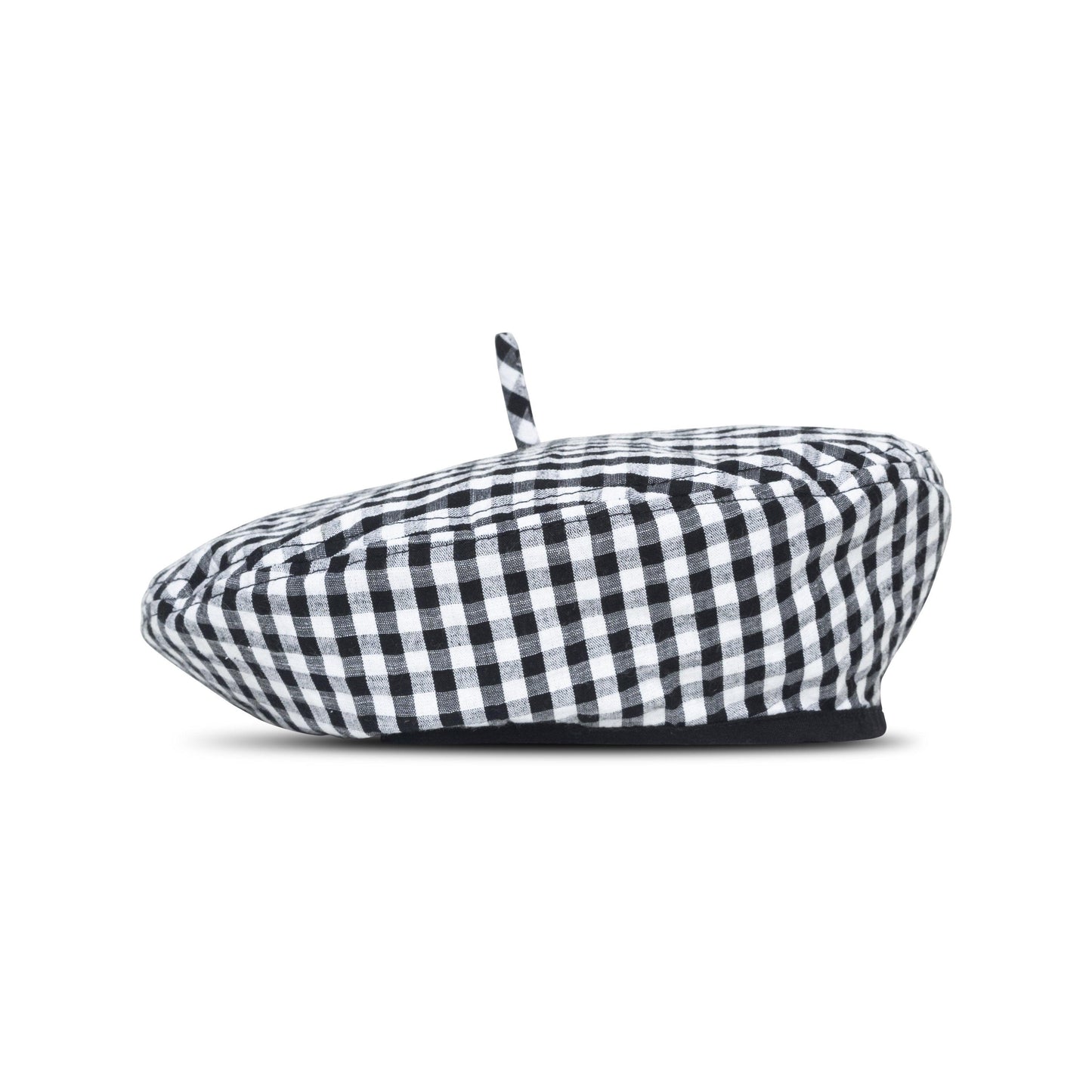 SIMONE Gingham Beret Hat In Black - The Higher Flower