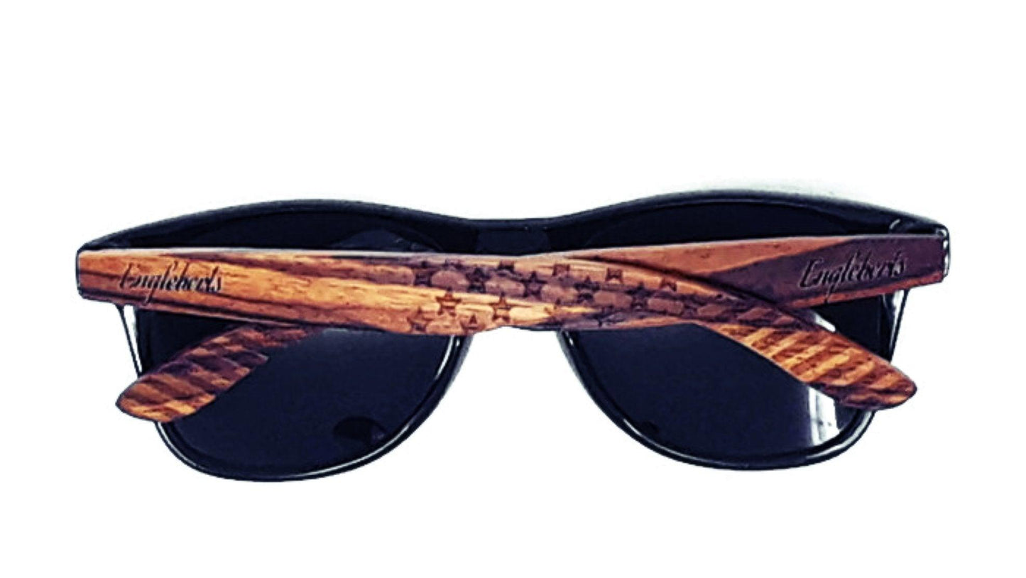 Zebrawood Sunglasses, Stars and Bars With Wooden Case, Polarized, - The Higher Flower