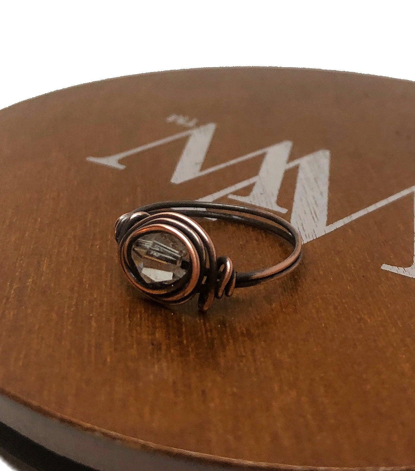 Wire Wrapped Copper Birthstone Crystal Ring - The Higher Flower