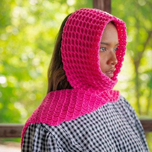 WAFFLE Crochet Scarf in Candy Pink - The Higher Flower