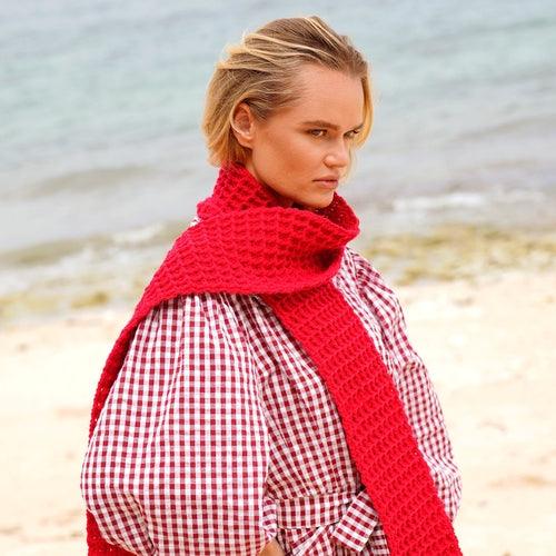 WAFFLE Crochet Scarf in Red - The Higher Flower