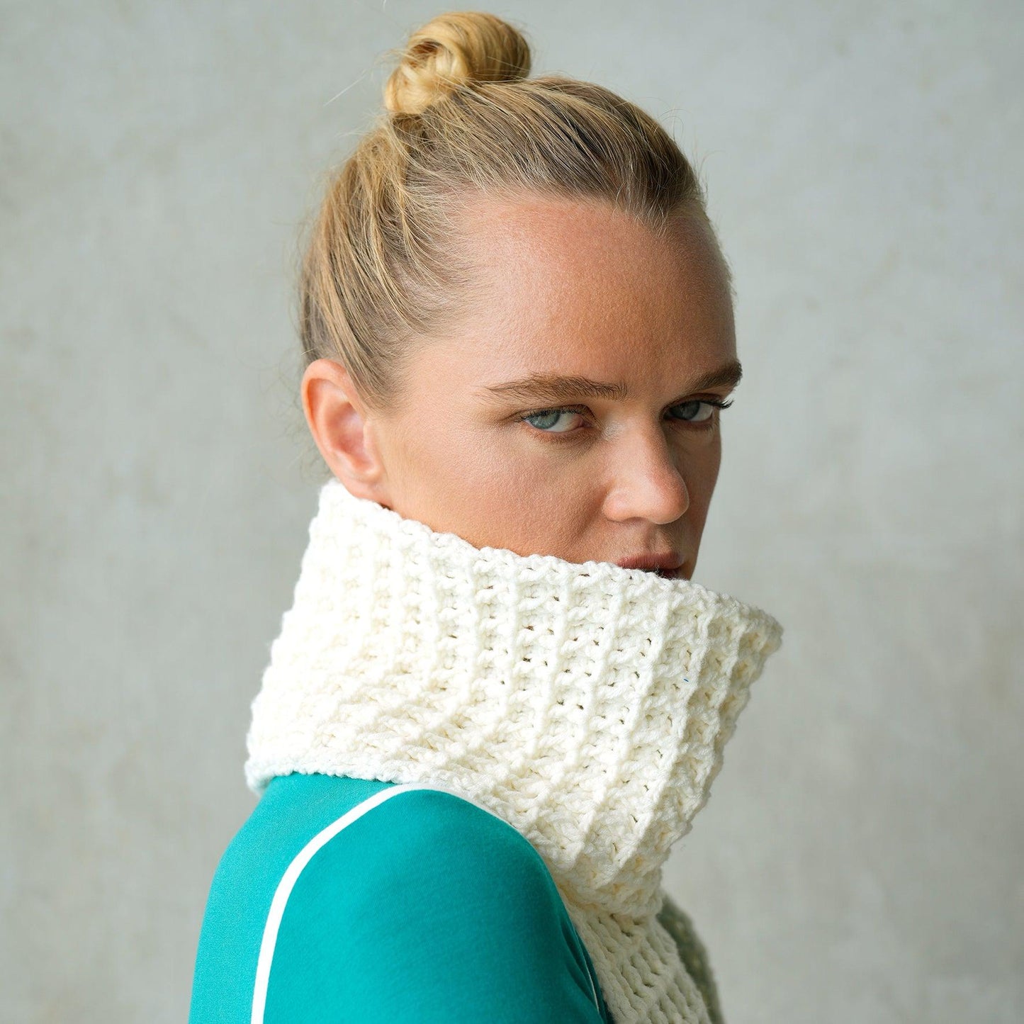 WAFFLE Crochet Scarf in Off White - The Higher Flower