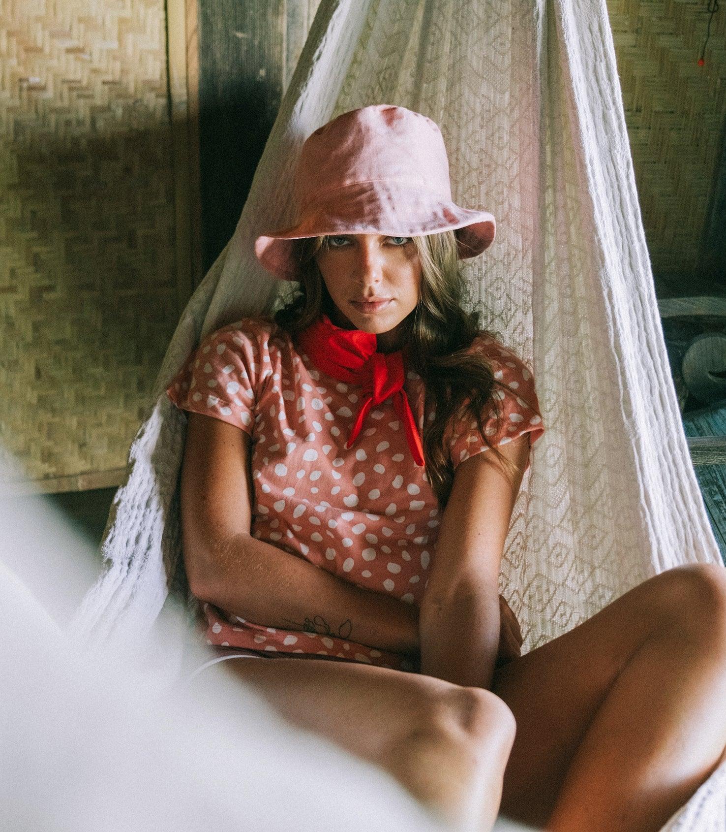 WATU Seaside Linen Bucket Hat, in Salt Pink - The Higher Flower