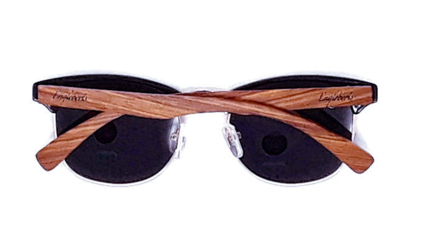 Real Walnut Wood Club Style Sunglasses With Bamboo Case, Polarized - The Higher Flower