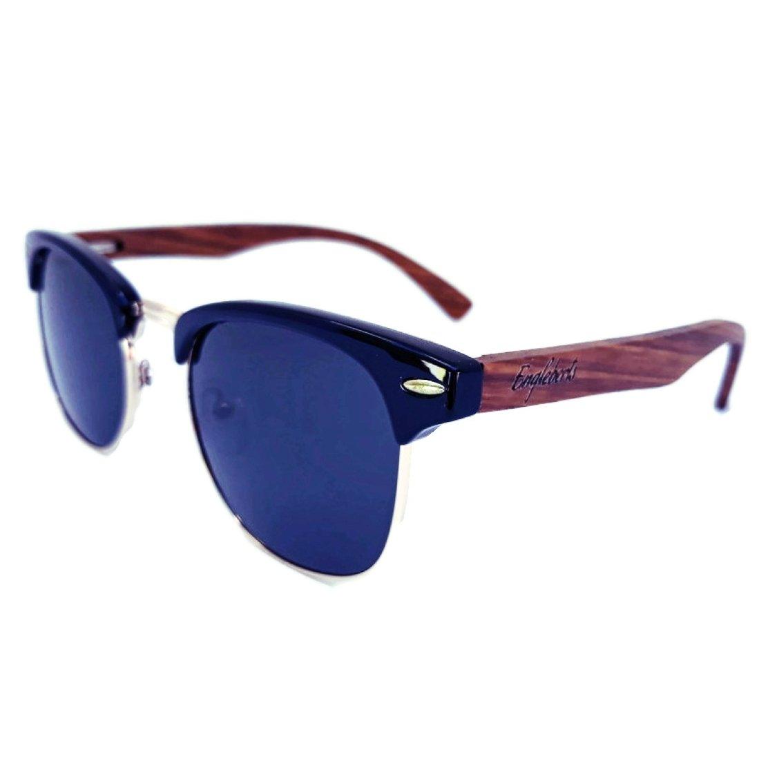 Real Walnut Wood Club Style Sunglasses, Polarized Lenses - The Higher Flower