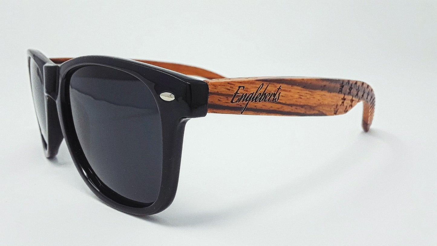 Zebrawood Sunglasses, Stars and Bars With Wooden Case, Polarized, - The Higher Flower