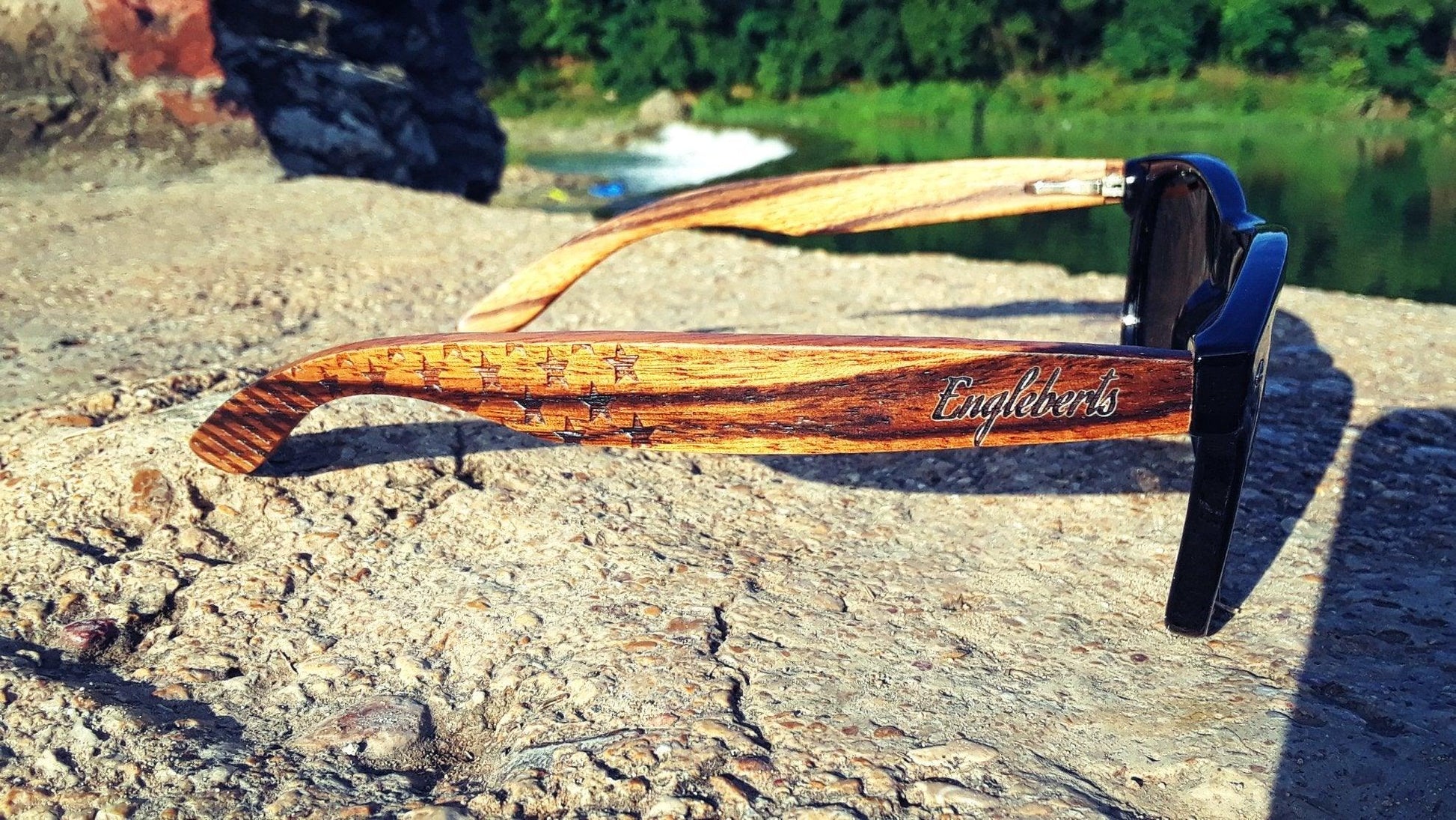 Zebrawood Sunglasses, Stars and Bars, Polarized, Handcrafted - The Higher Flower