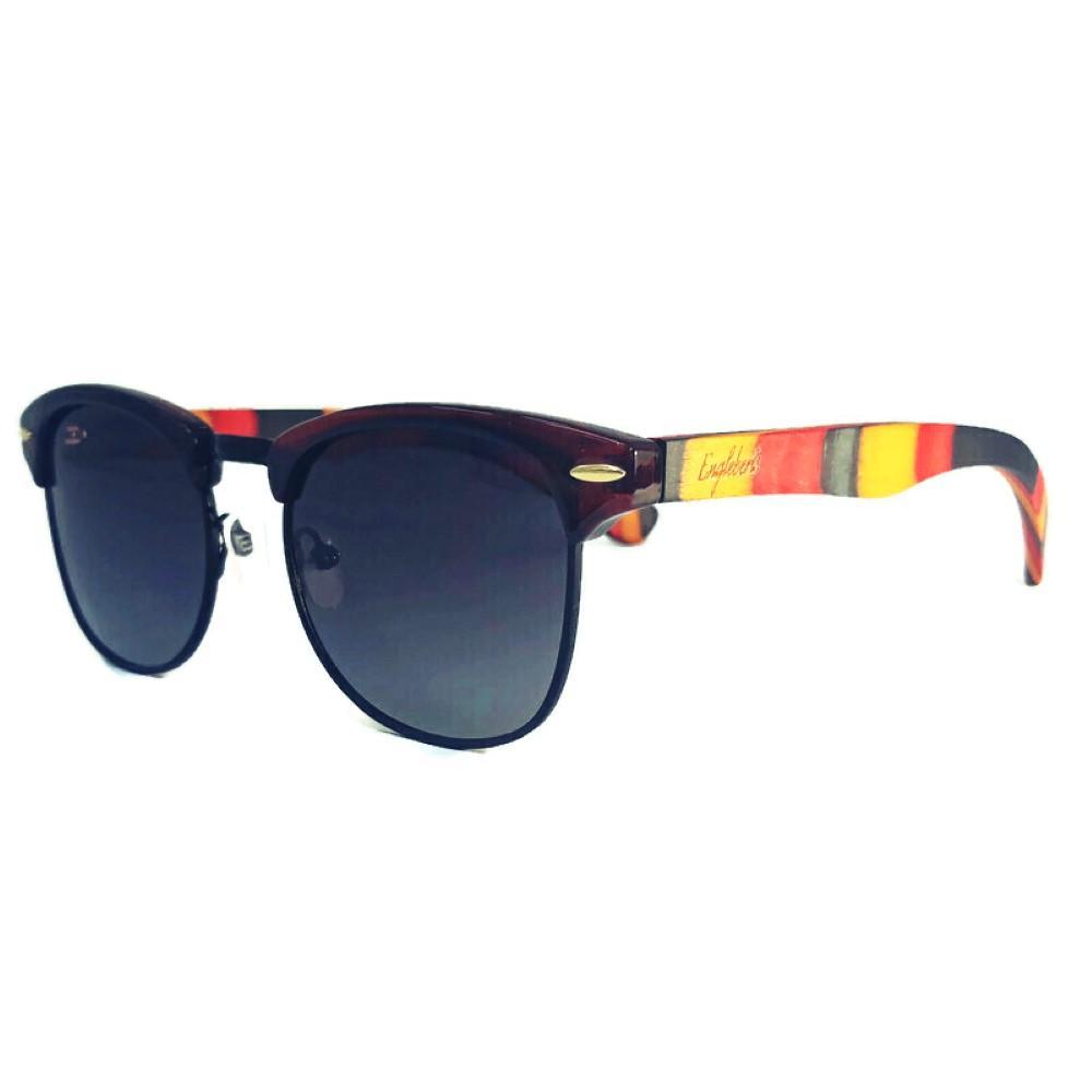 Coral Multi-Colored Skateboard Wood Sunglasses With Case, Gradient - The Higher Flower