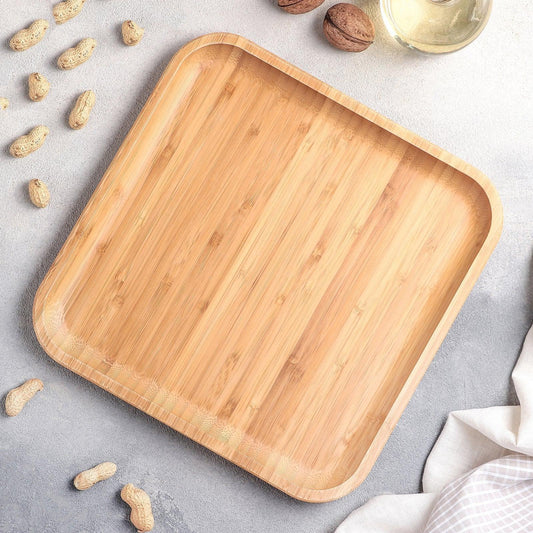 Bamboo Square Plate 10" inch X 10" inch | For Appetizers / Barbecue