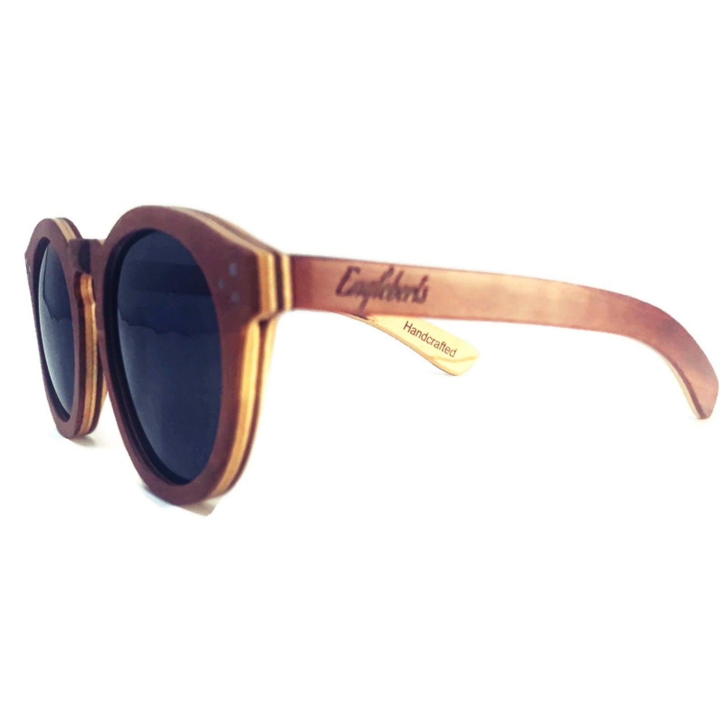 Cinnamon Swirl Skateboard Sunglasses, Polarized with Wooden Case - The Higher Flower