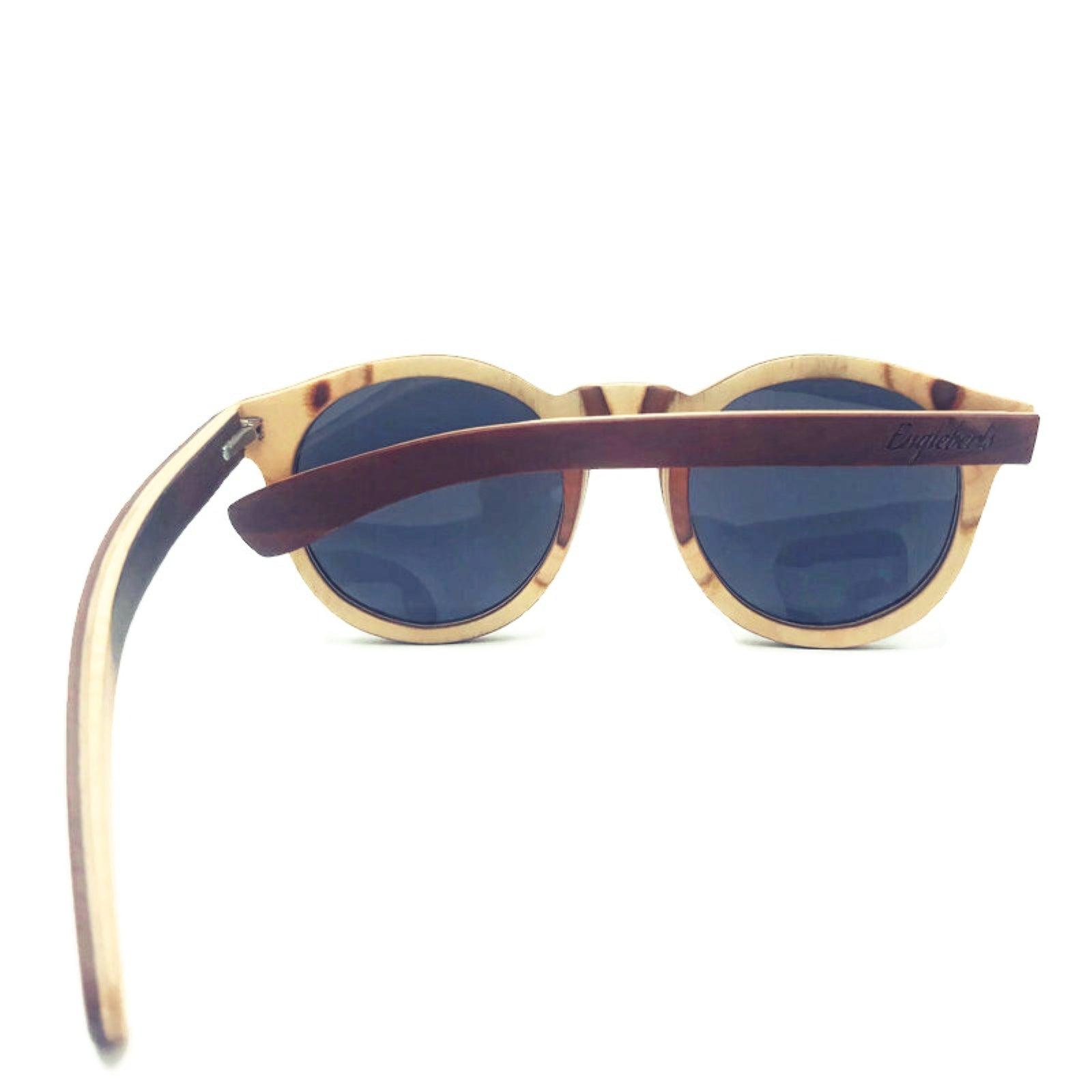 Cinnamon Swirl Skateboard Sunglasses, Polarized with Wooden Case - The Higher Flower