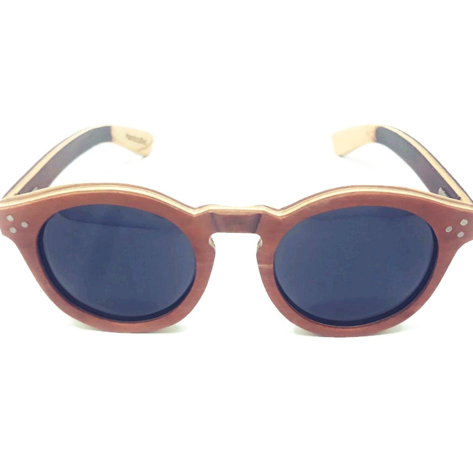 Cinnamon Swirl Skateboard Sunglasses, Polarized with Wooden Case - The Higher Flower