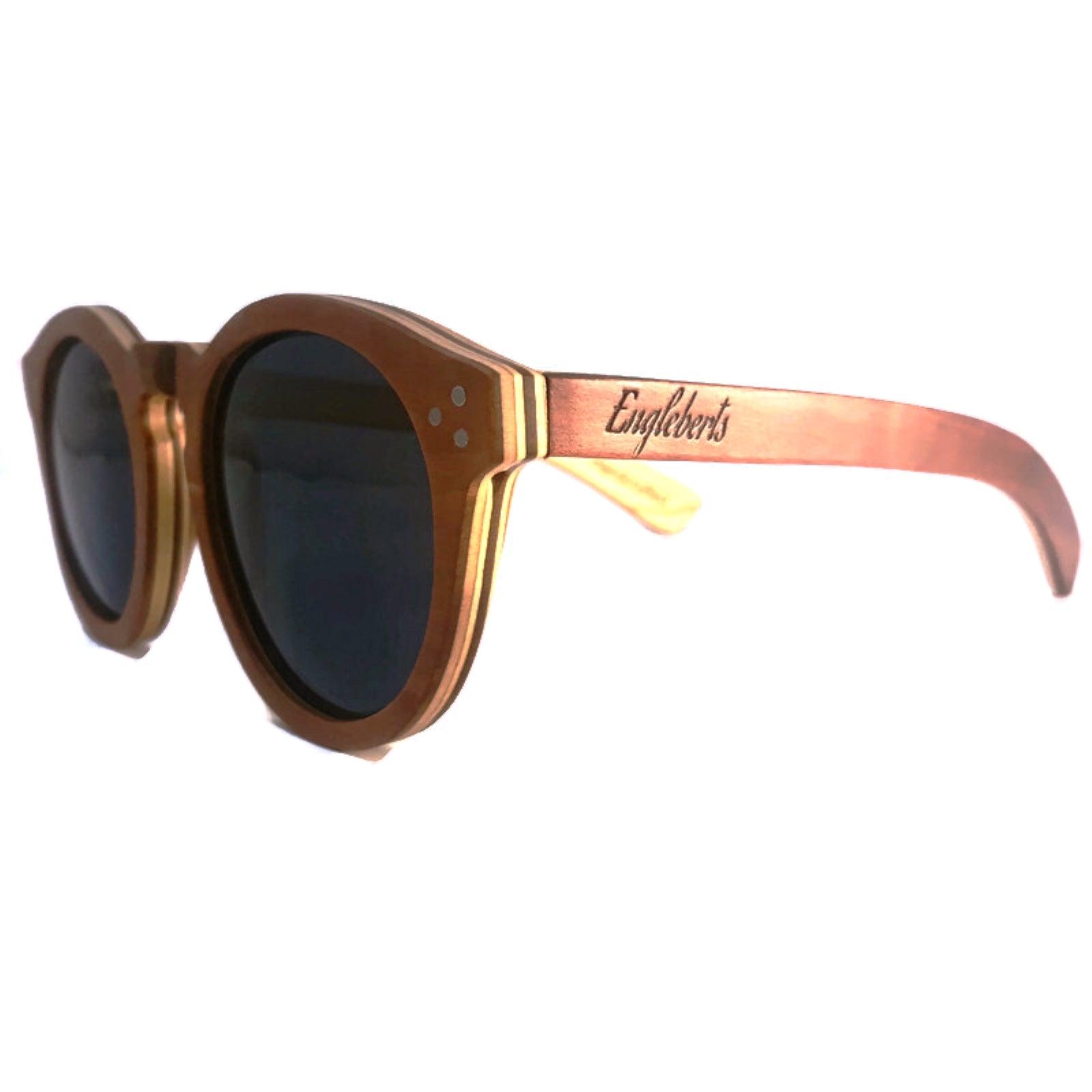 Cinnamon Swirl Skateboard Sunglasses, Polarized with Wooden Case - The Higher Flower