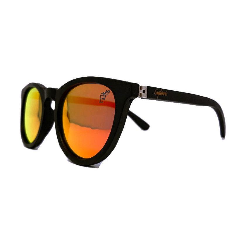 Sunset Mirror Lenses Polarized with Full Frame Black Bamboo and Case - The Higher Flower