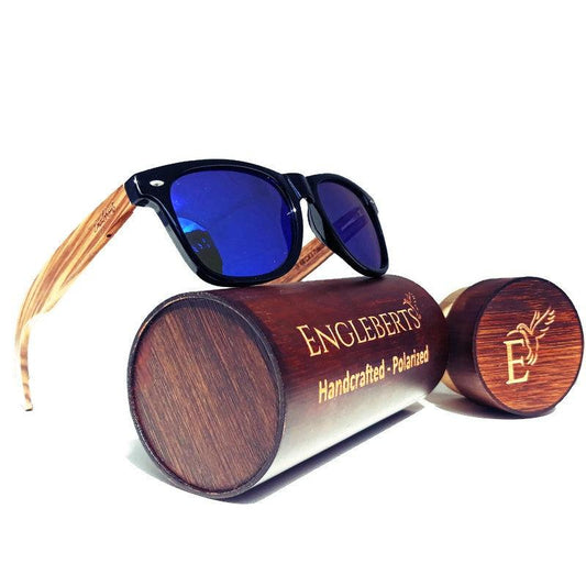 Zebrawood Sunglasses with Blue Polarized Lenses and Case - The Higher Flower