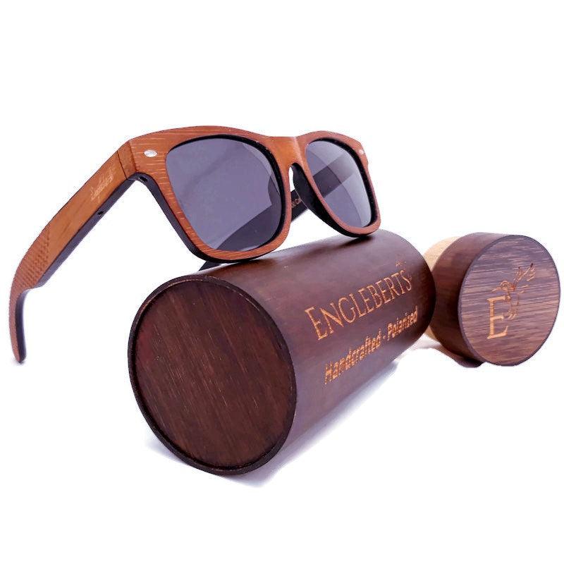 Red Stripe Two Tone Sunglasses Engraved and Polarized With Case - The Higher Flower