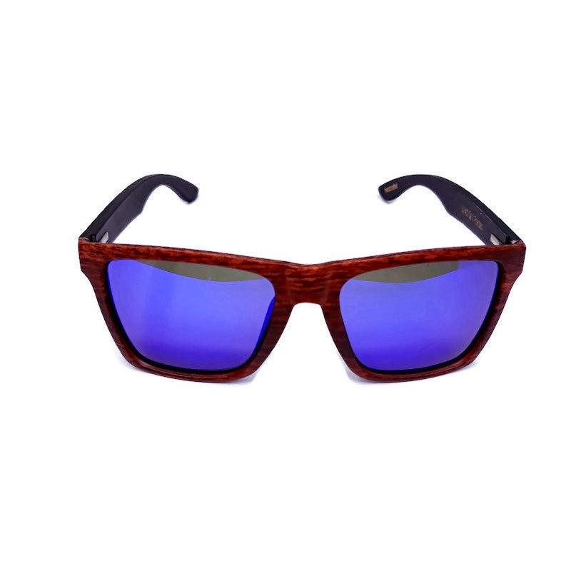 Oak Colored Frames, Bamboo Sunglasses, Blue Polarized Lenses with Case - The Higher Flower