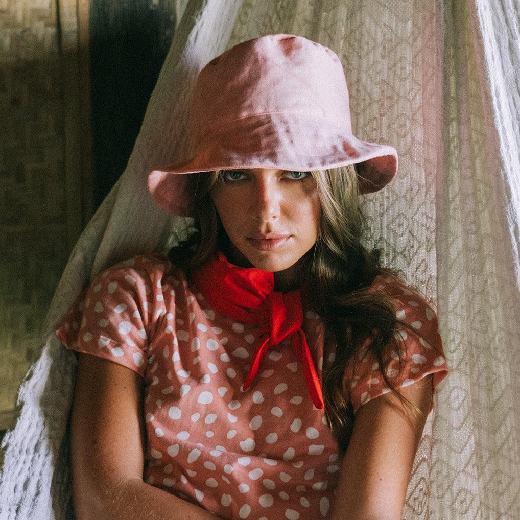 WATU Seaside Linen Bucket Hat, in Salt Pink - The Higher Flower