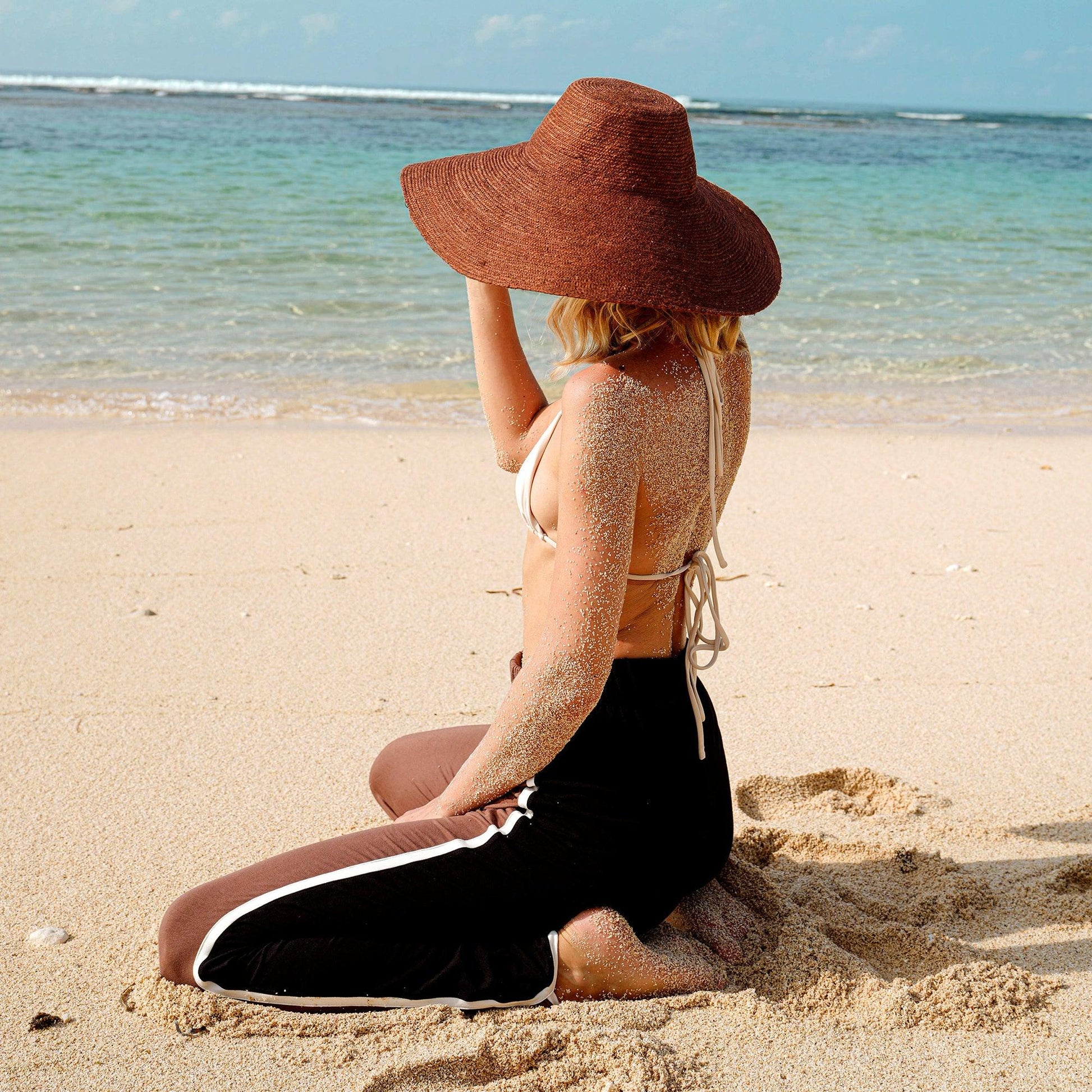 RIRI Jute Handwoven Straw Hat In Burnt Sienna - The Higher Flower