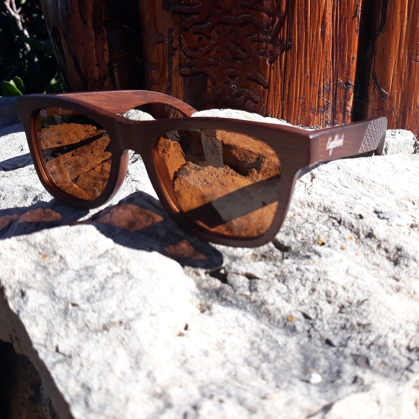 Sienna Wooden Sunglasses With Bamboo Case, Tea Polarized Lenses - The Higher Flower