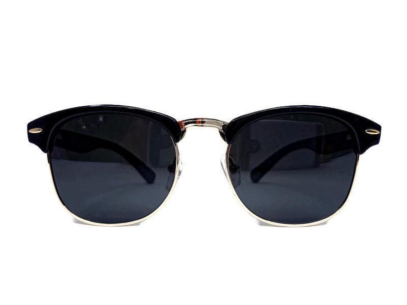 Midnight Black Bamboo Club Sunglasses with Case - The Higher Flower