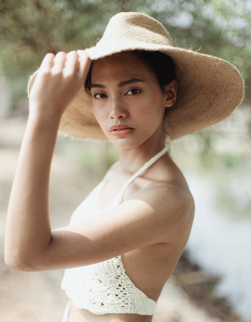 RIRI Jute Handwoven Straw Hat In Natural Beige - The Higher Flower