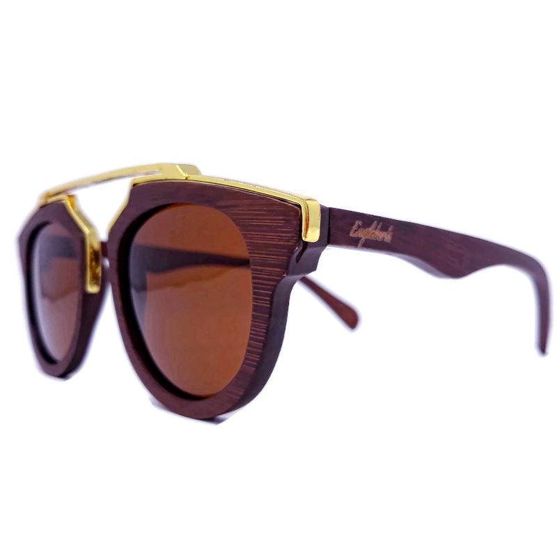 Cherry Wood Full Frame, Polarized with Gold Trim and Bamboo Case - The Higher Flower