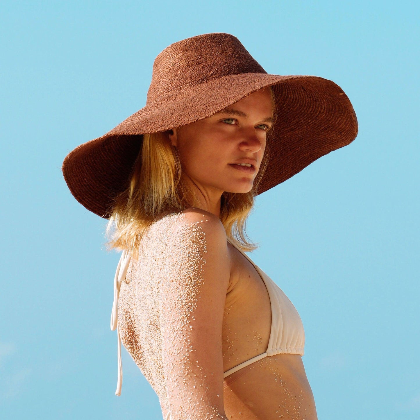 RIRI Jute Handwoven Straw Hat In Burnt Sienna - The Higher Flower