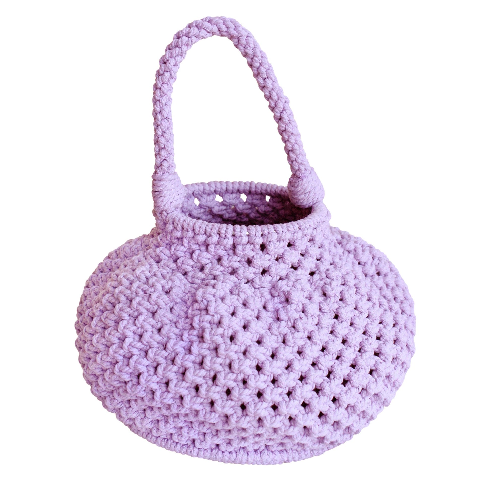 NAGA Macrame Vessel Basket Bag, in Periwinkle Purple - The Higher Flower