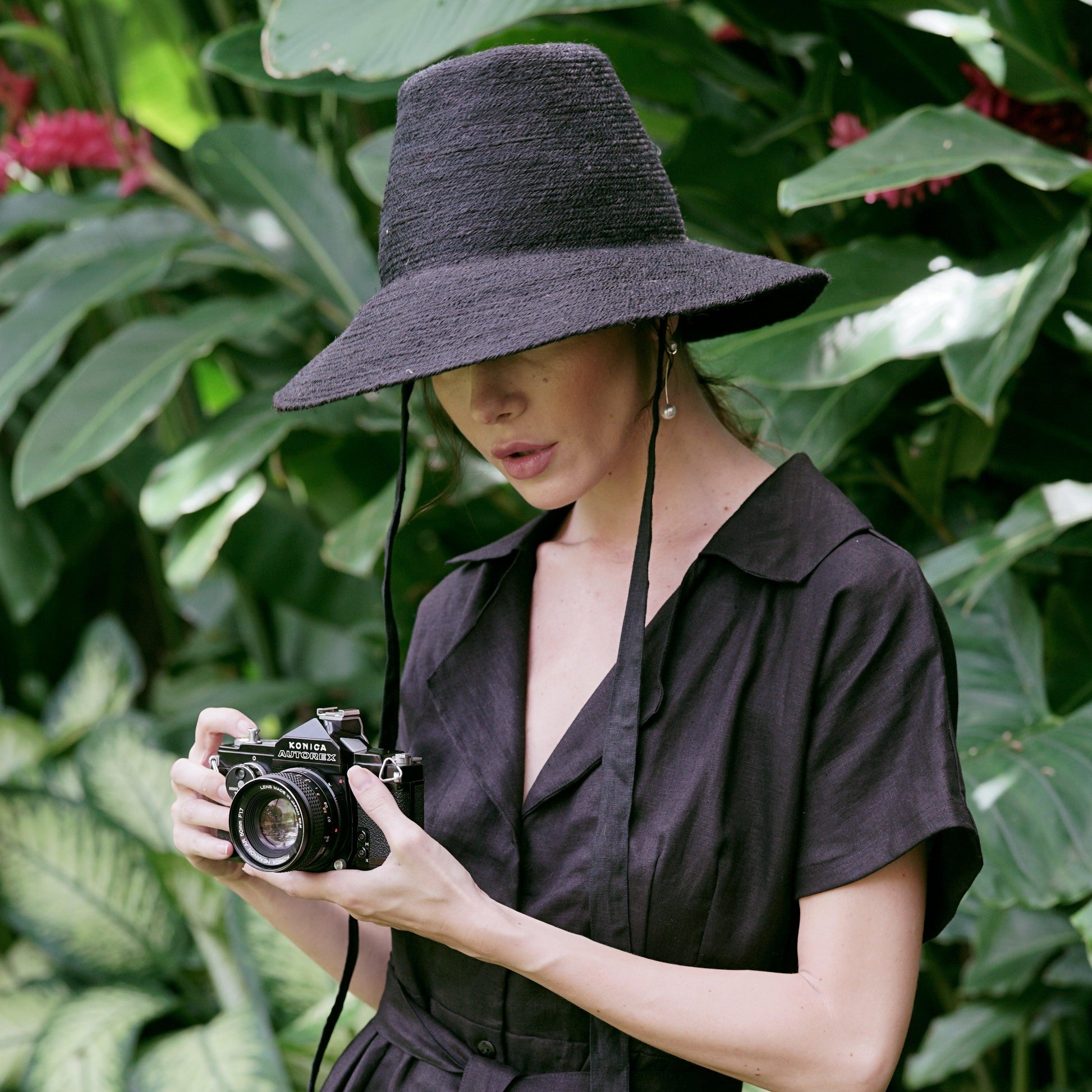 MEG Jute Straw Hat, in Black - The Higher Flower