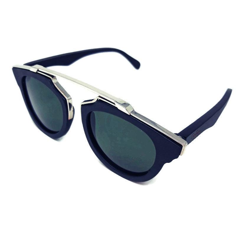 Black Wood and Silver Trim Sunglasses, G15 Lenses with Bamboo Case - The Higher Flower