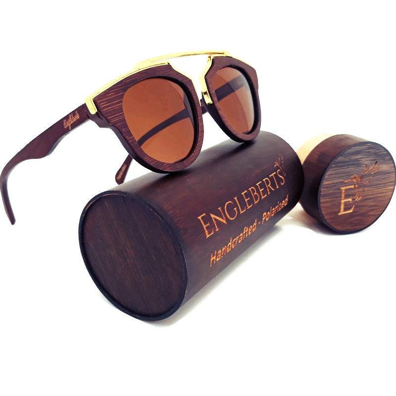 Cherry Wood Full Frame, Polarized with Gold Trim and Bamboo Case - The Higher Flower