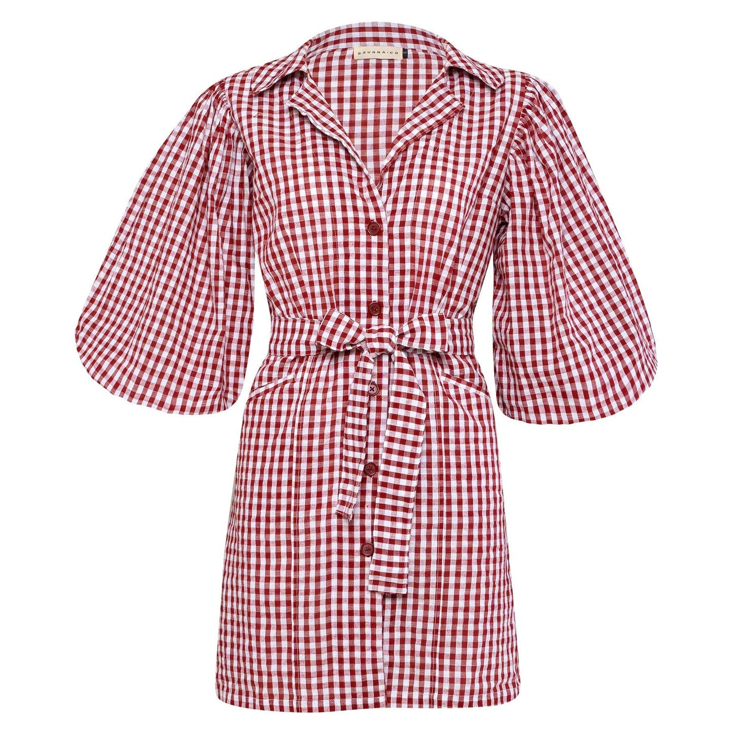 MEGHAN Mini Dress, in Gingham Red - The Higher Flower