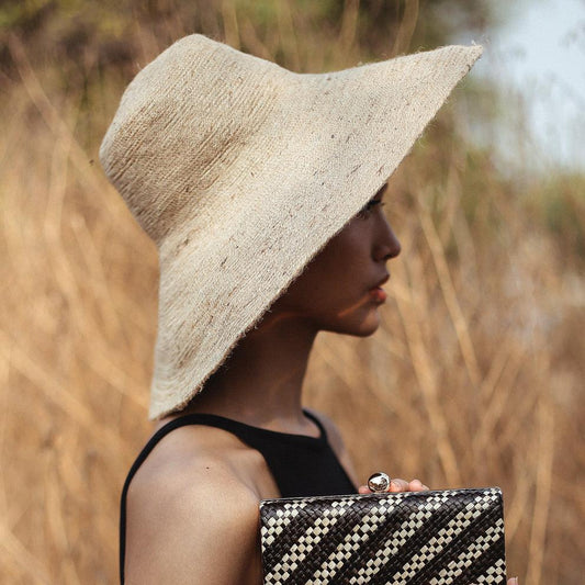 RIRI Jute Handwoven Straw Hat In Natural Beige - The Higher Flower