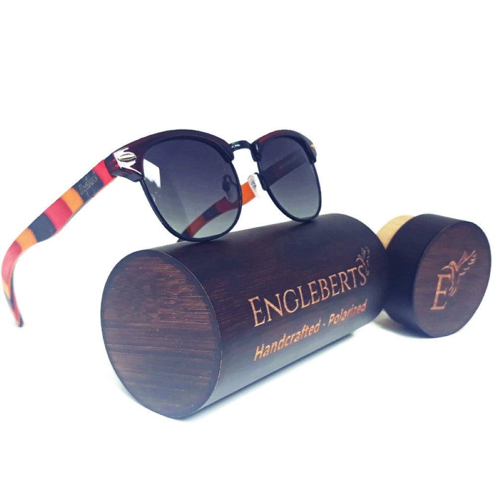 Coral Multi-Colored Skateboard Wood Sunglasses With Case, Gradient - The Higher Flower