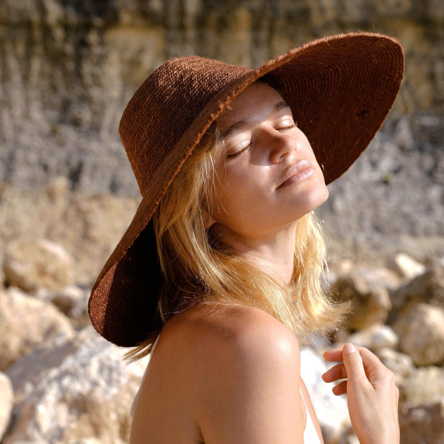 RIRI Jute Handwoven Straw Hat In Burnt Sienna - The Higher Flower