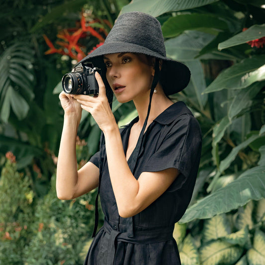 MEG Jute Straw Hat, in Black - The Higher Flower