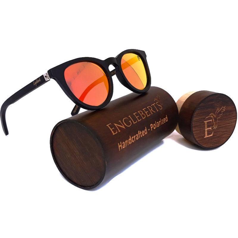 Sunset Mirror Lenses Polarized with Full Frame Black Bamboo and Case - The Higher Flower