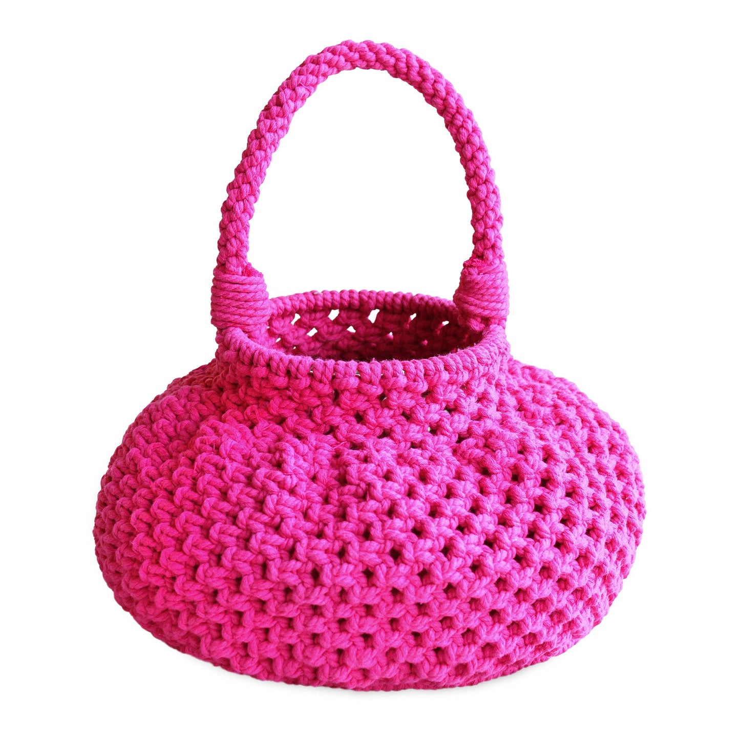 NAGA Macrame Vessel Basket Bag, in Shocking Pink - The Higher Flower