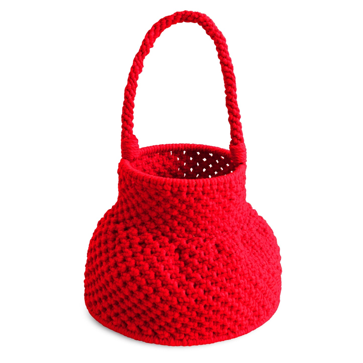 PETITE NAGA Macrame Vessel Basket Bag, in Red - The Higher Flower