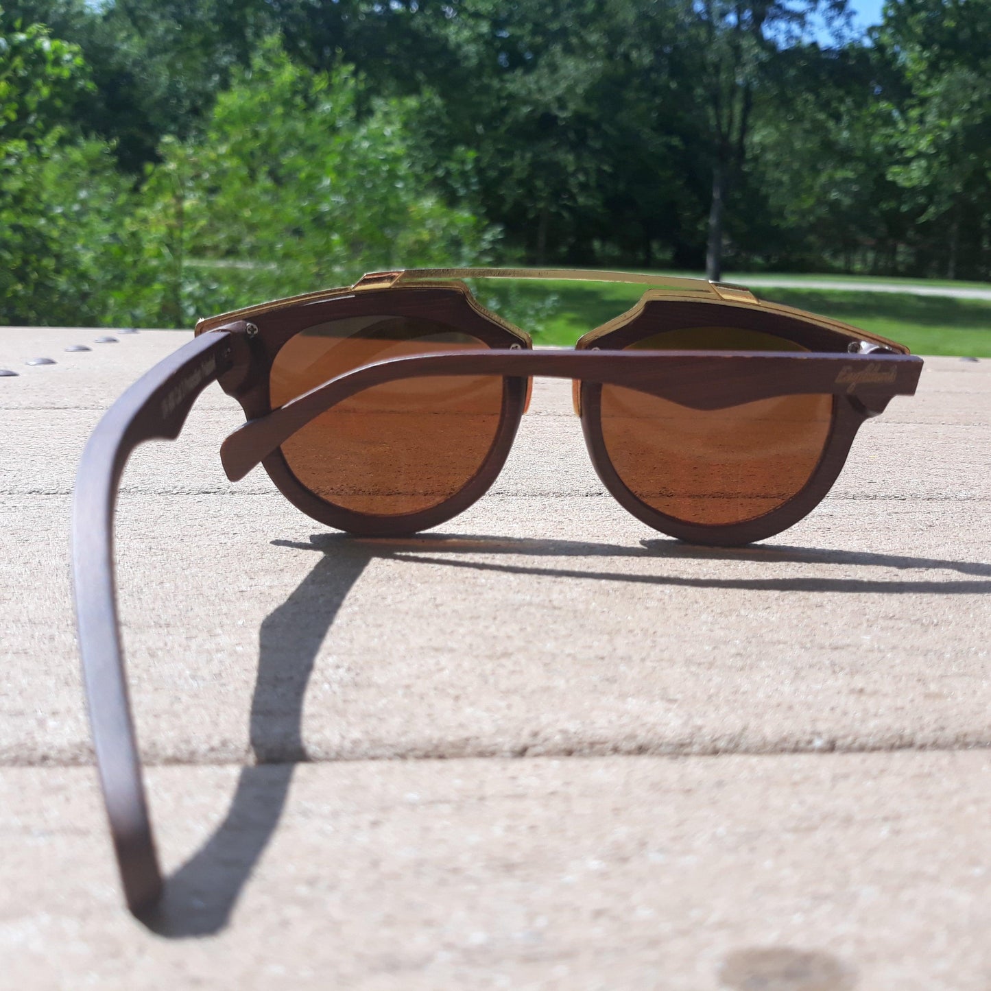 Cherry Wood Full Frame, Polarized with Gold Trim and Bamboo Case - The Higher Flower