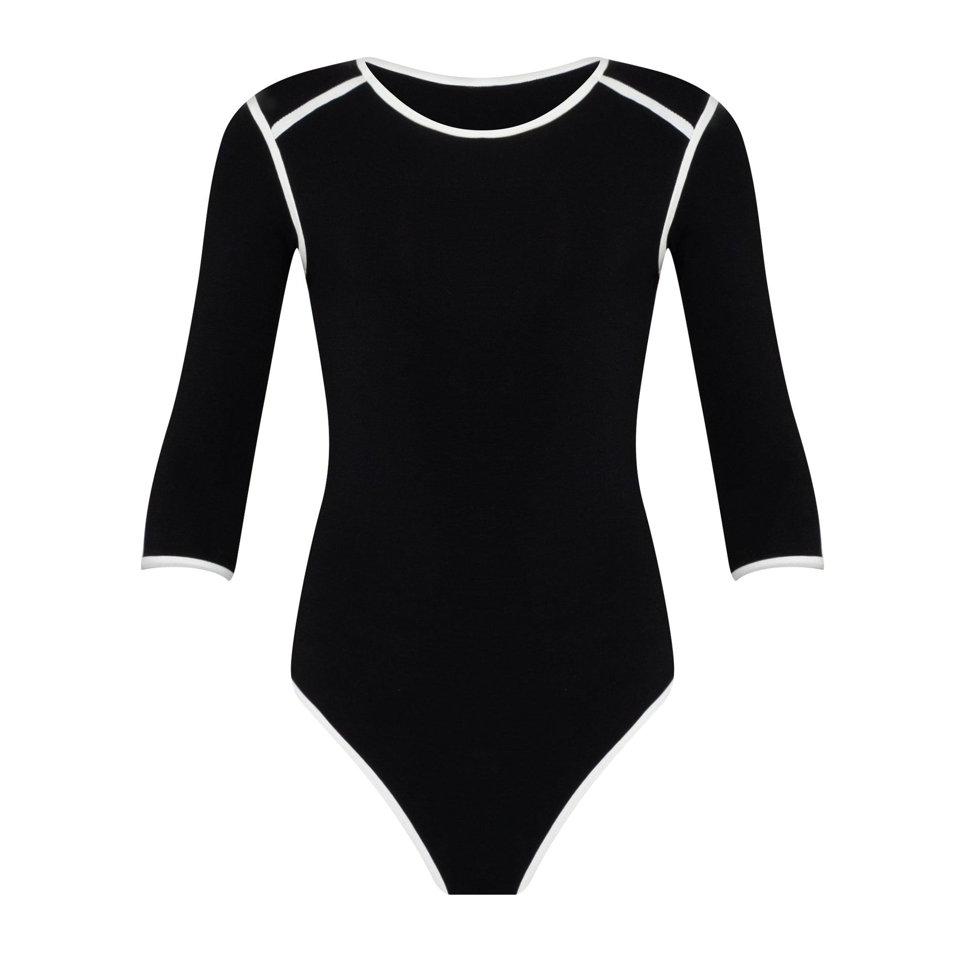 GIRL Two-tone Eco Bodysuit in Black - The Higher Flower