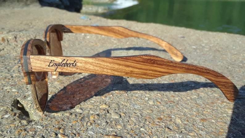 Ebony and ZebraWood Sunglasses, Tea Polarized Lenses - The Higher Flower