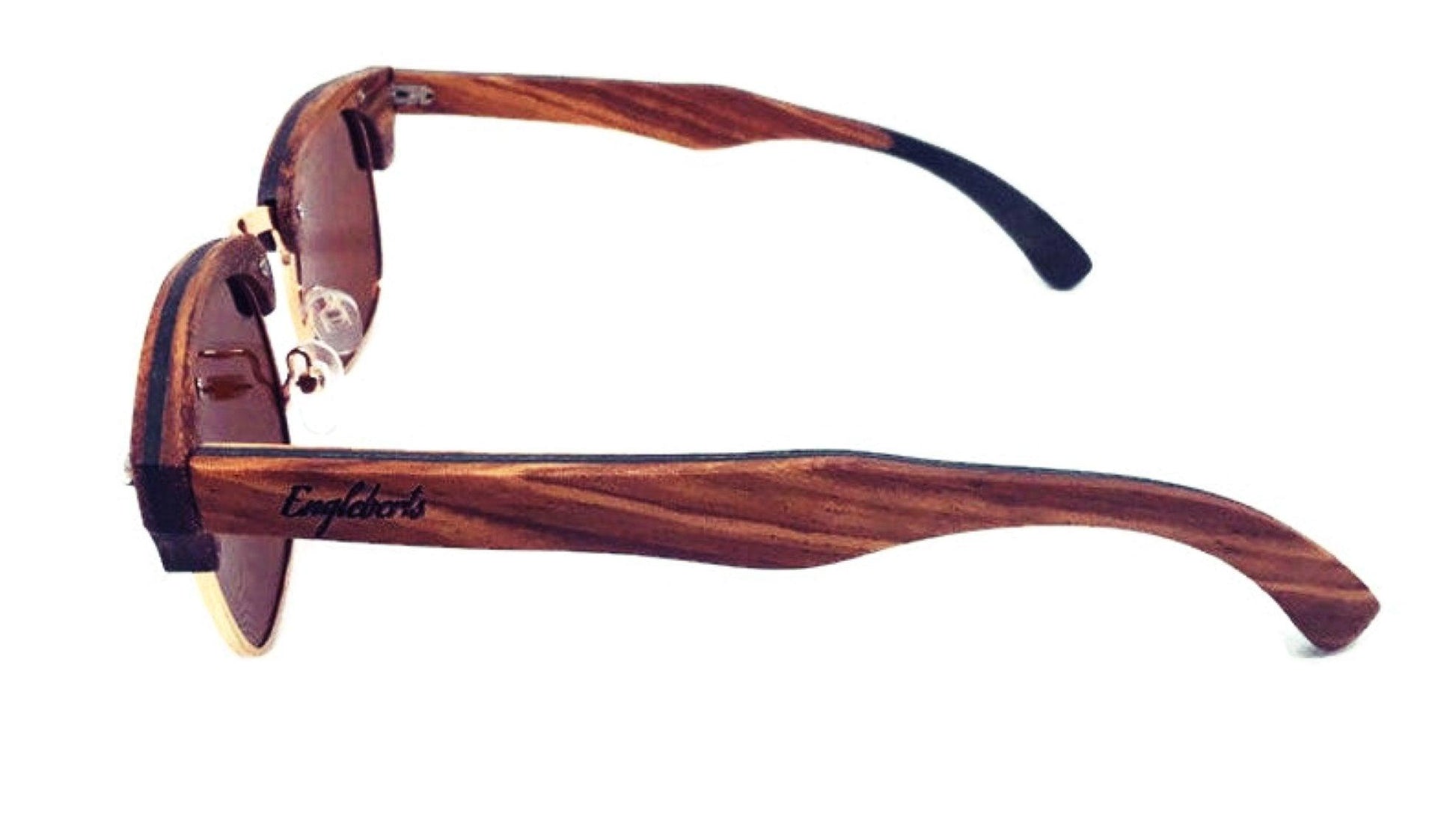 Real Ebony and ZebraWood Sunglasses With Bamboo Case, Tea Polarized - The Higher Flower