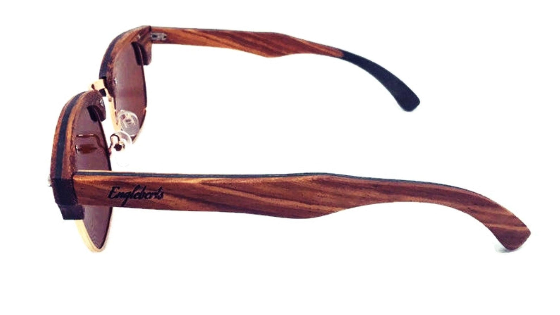 Full Wood, Half Rim Wooden Sunglasses, Tea Polarized Lenses - The Higher Flower