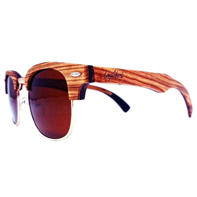 Full Wood, Half Rim Wooden Sunglasses, Tea Polarized Lenses - The Higher Flower