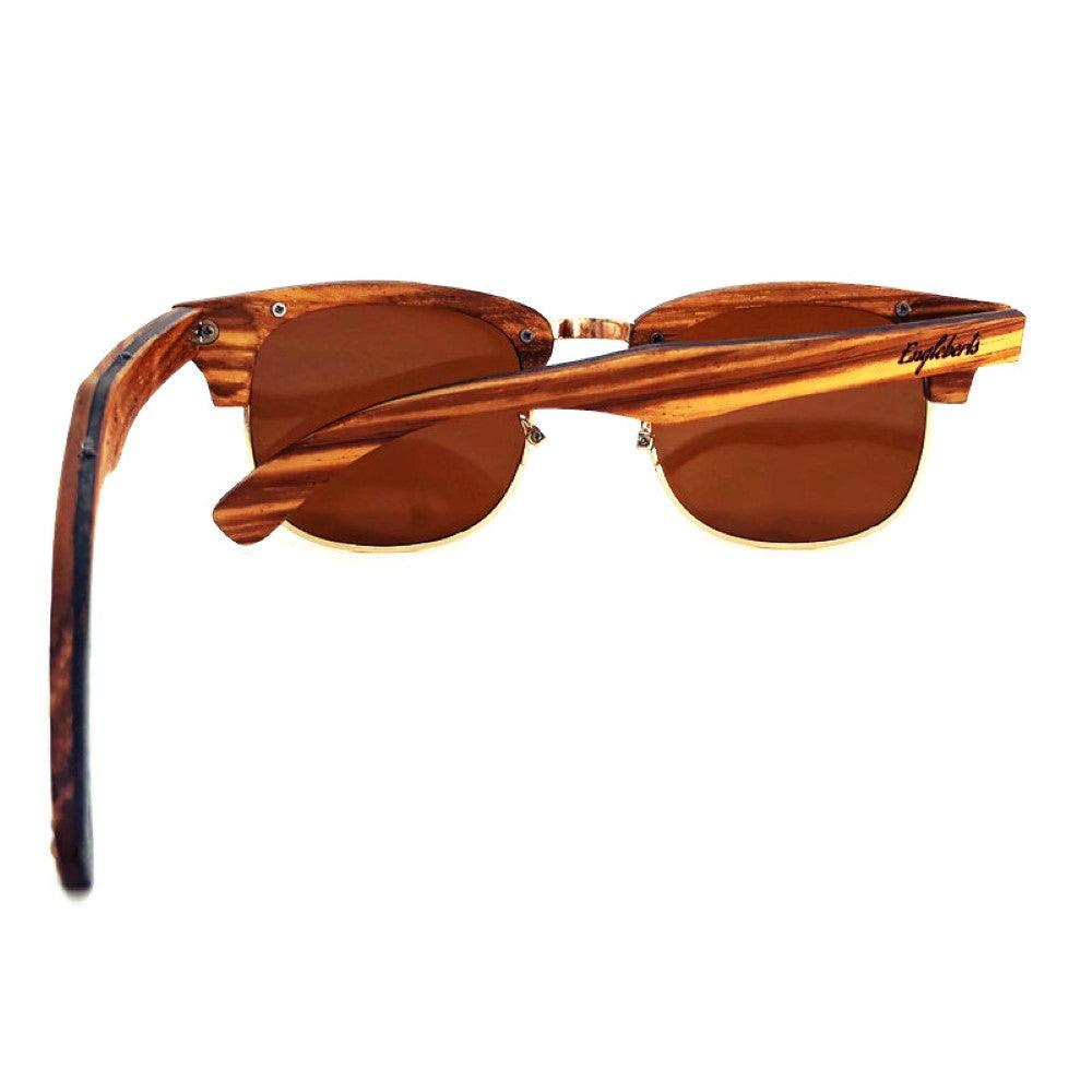 Full Wood, Half Rim Wooden Sunglasses, Tea Polarized Lenses - The Higher Flower