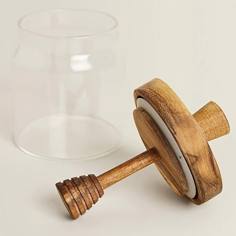 Premium Glass Honey Jar with Wooden Stir Stick - The Higher Flower