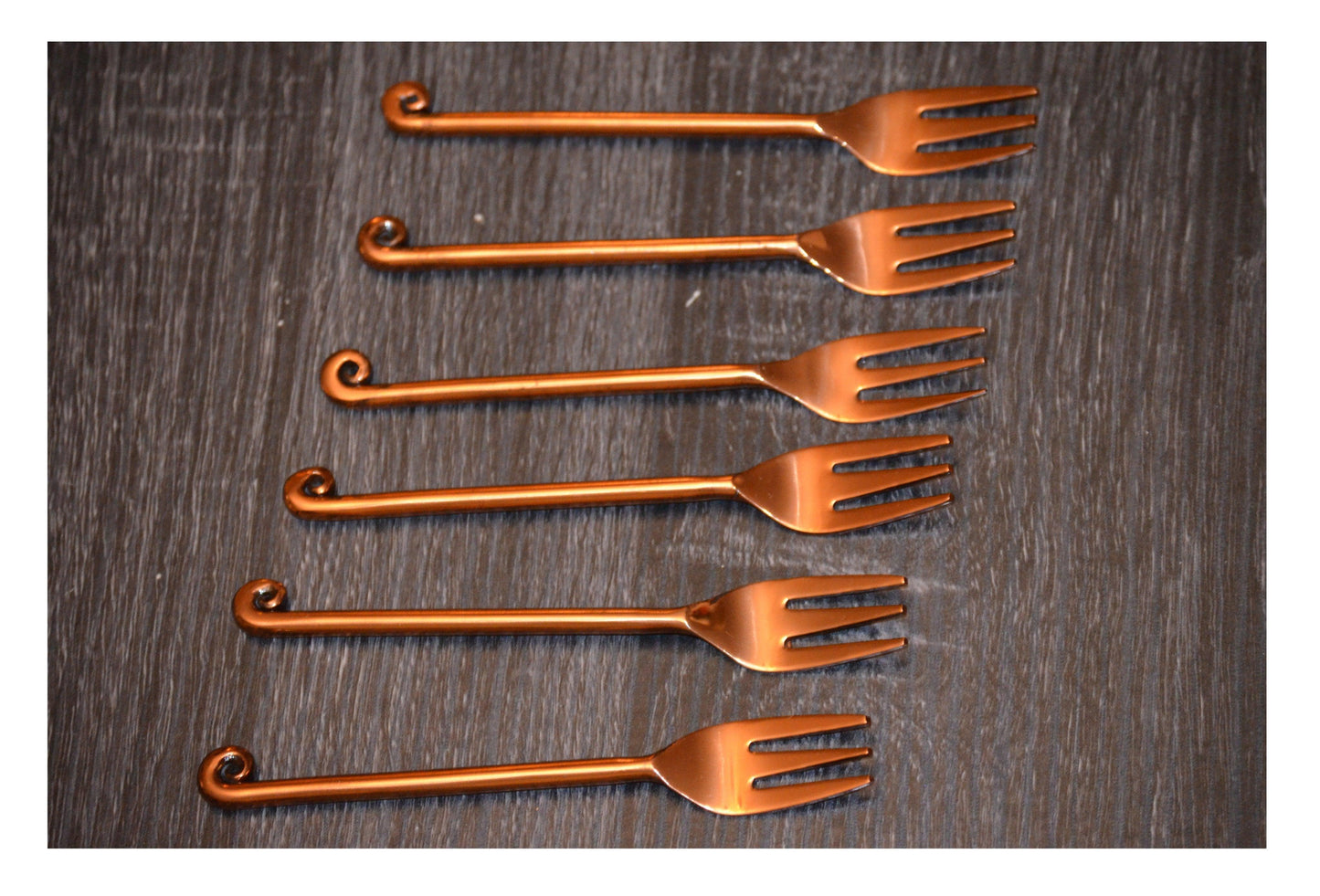 Vibhsa Copper Finish Appetizer Forks Set of 6 - The Higher Flower